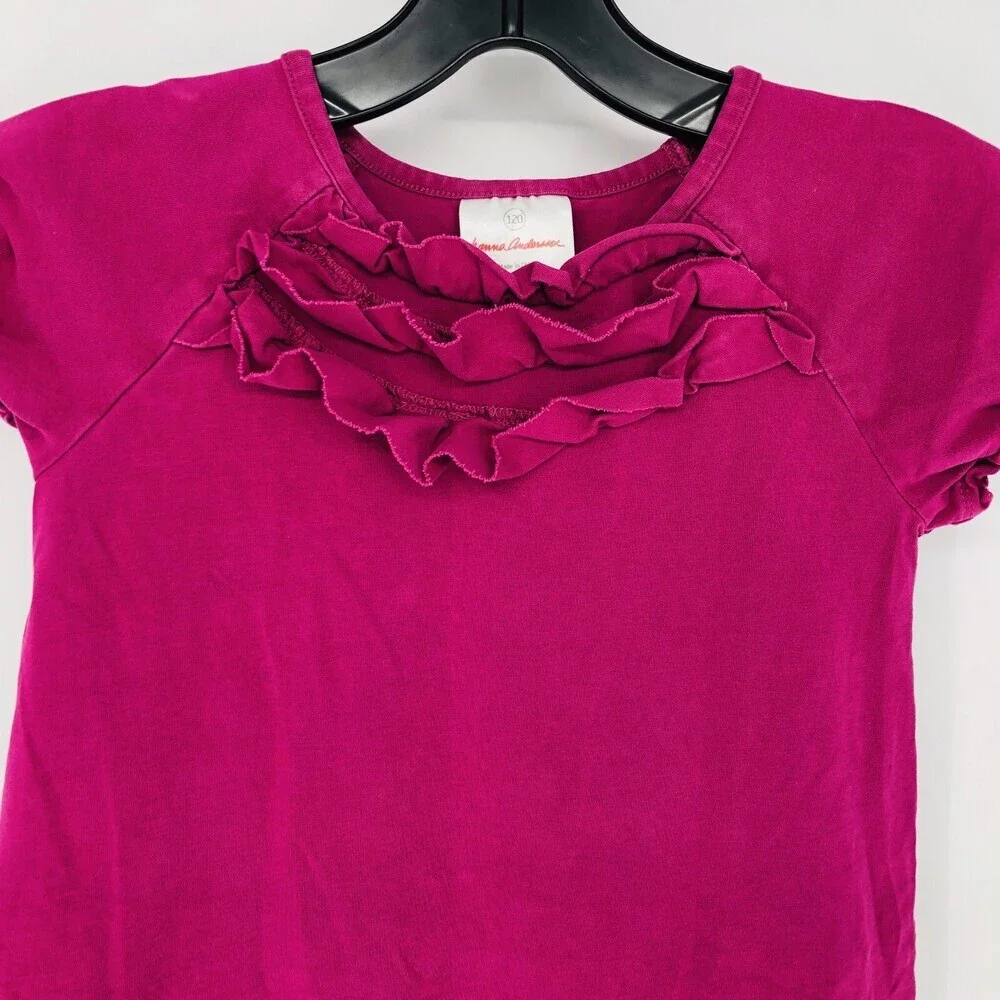 Hanna Andersson Raspberry Pink Ruffle Stretch A Line Toddler Play Dress 120 6-7y
